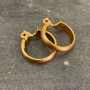 Vintage Monet Matte Gold Clip On Hoop Earrings
